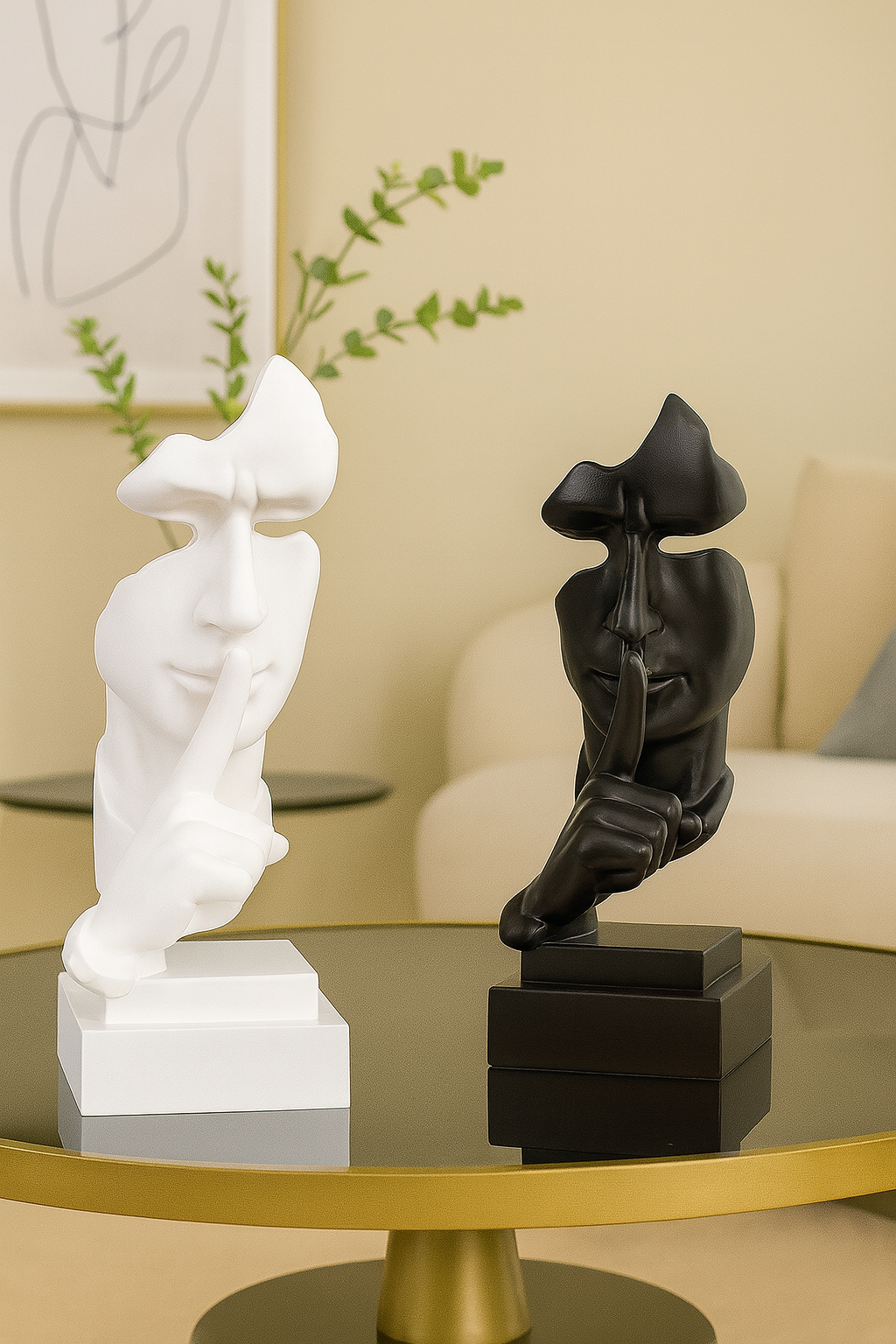 Statue Visage Silence – Sculpture Moderne “Chut” Décoration Design