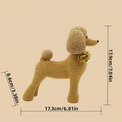 Statue Chien Teddy en Résine avec Nœud de Perles