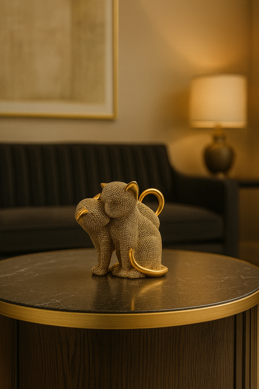 Paire de Chats Perlés Décoratifs en Résine