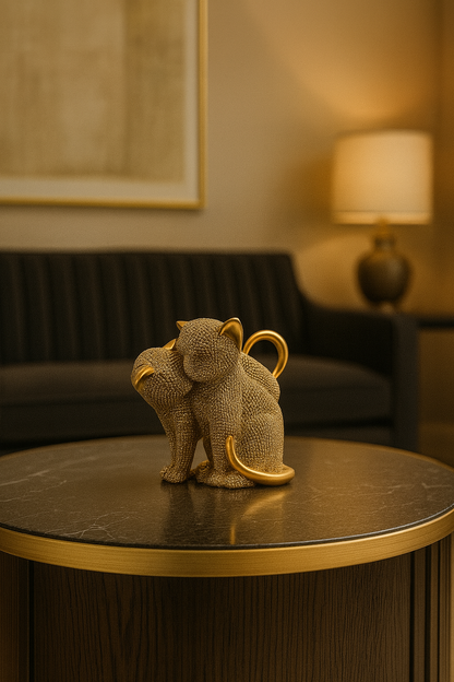 Paire de Chats Perlés Décoratifs en Résine