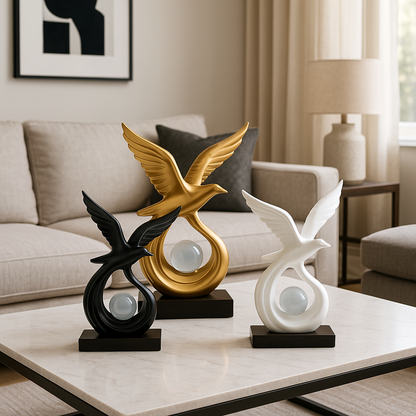 Sculpture Oiseau Élégance – Déco Moderne Porte-Bonheur en Résine