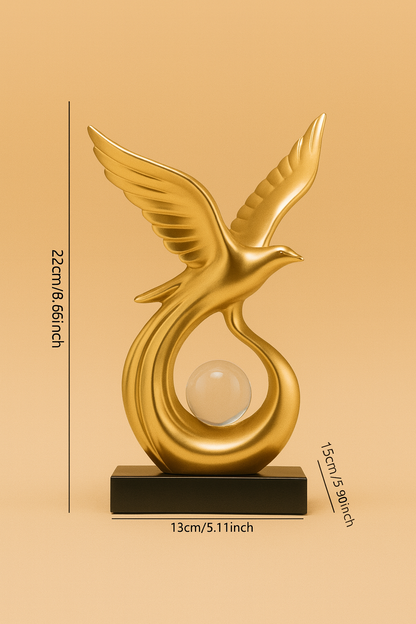 Sculpture Oiseau Élégance – Déco Moderne Porte-Bonheur en Résine