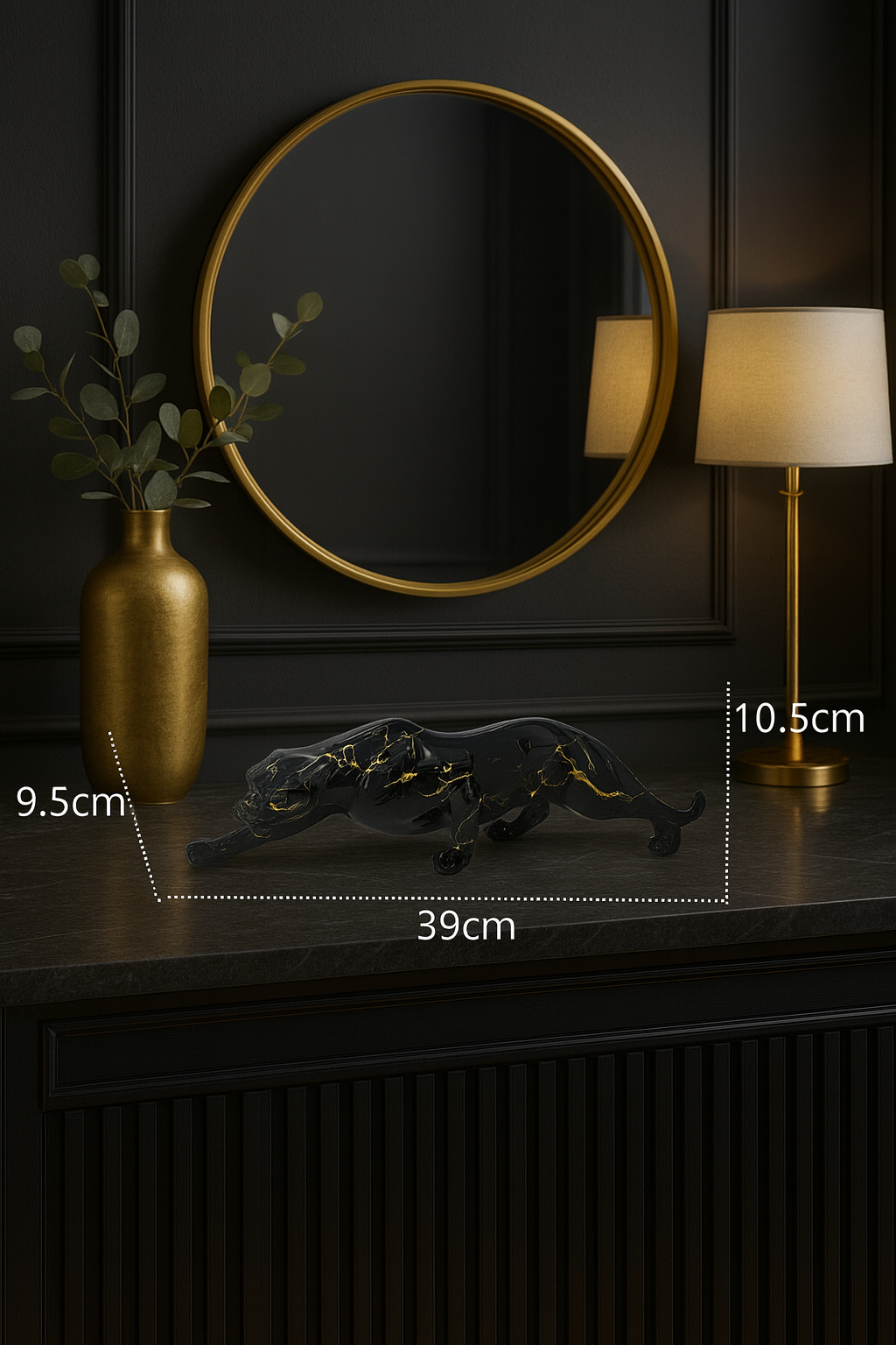 Statue Léopard Noir en Résine