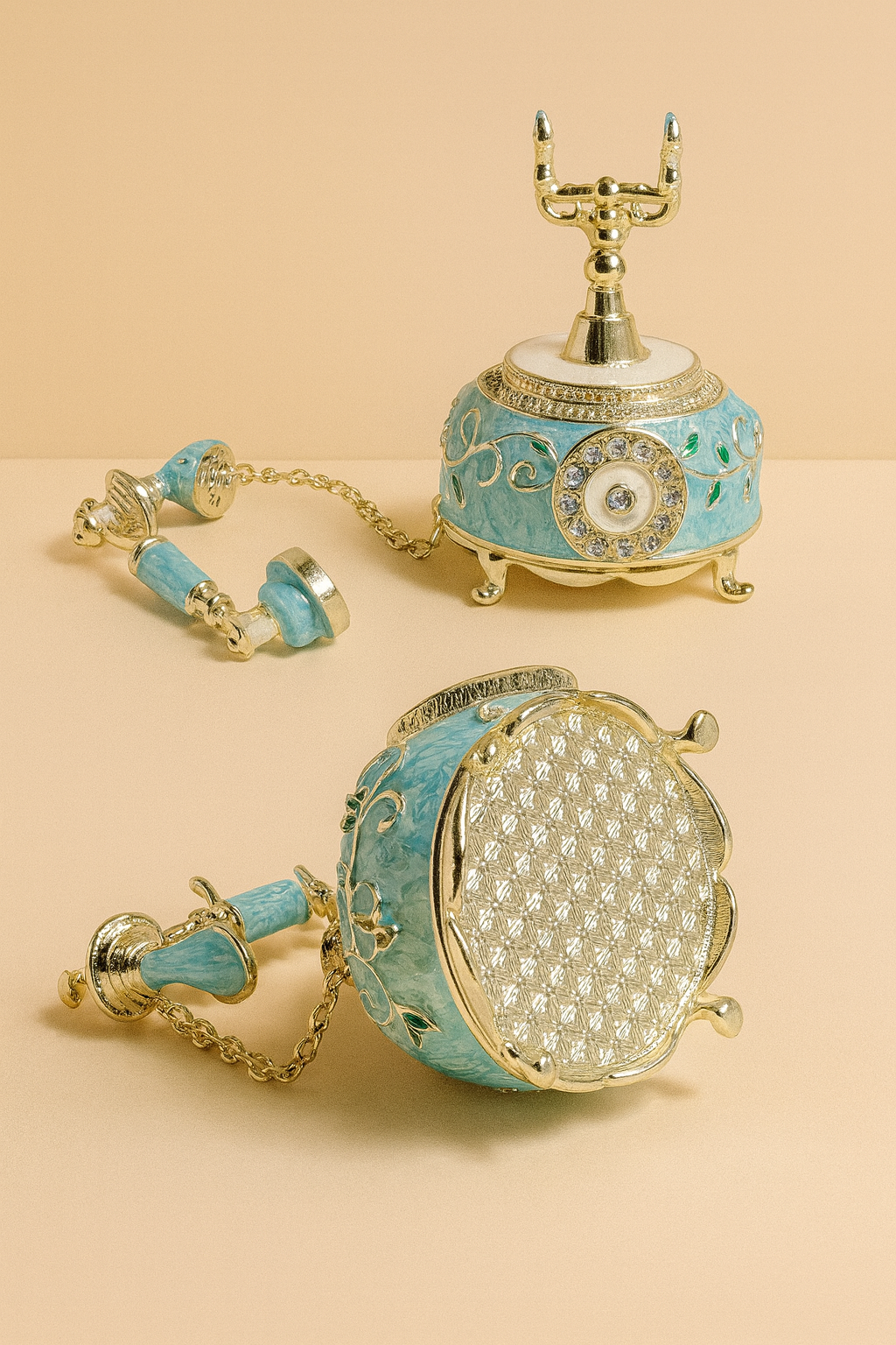 Boîte à Bijoux Vintage Téléphone Émaillé