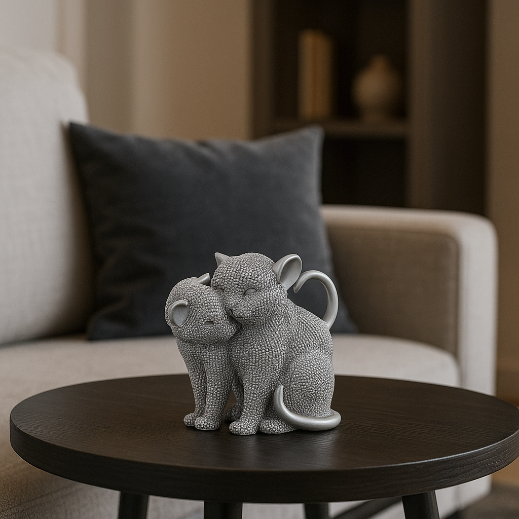 Paire de Chats Perlés Décoratifs en Résine