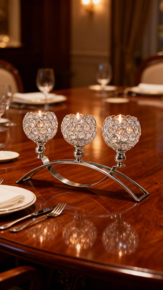 Chandelier Doré ou Argenté  à 3 Bras