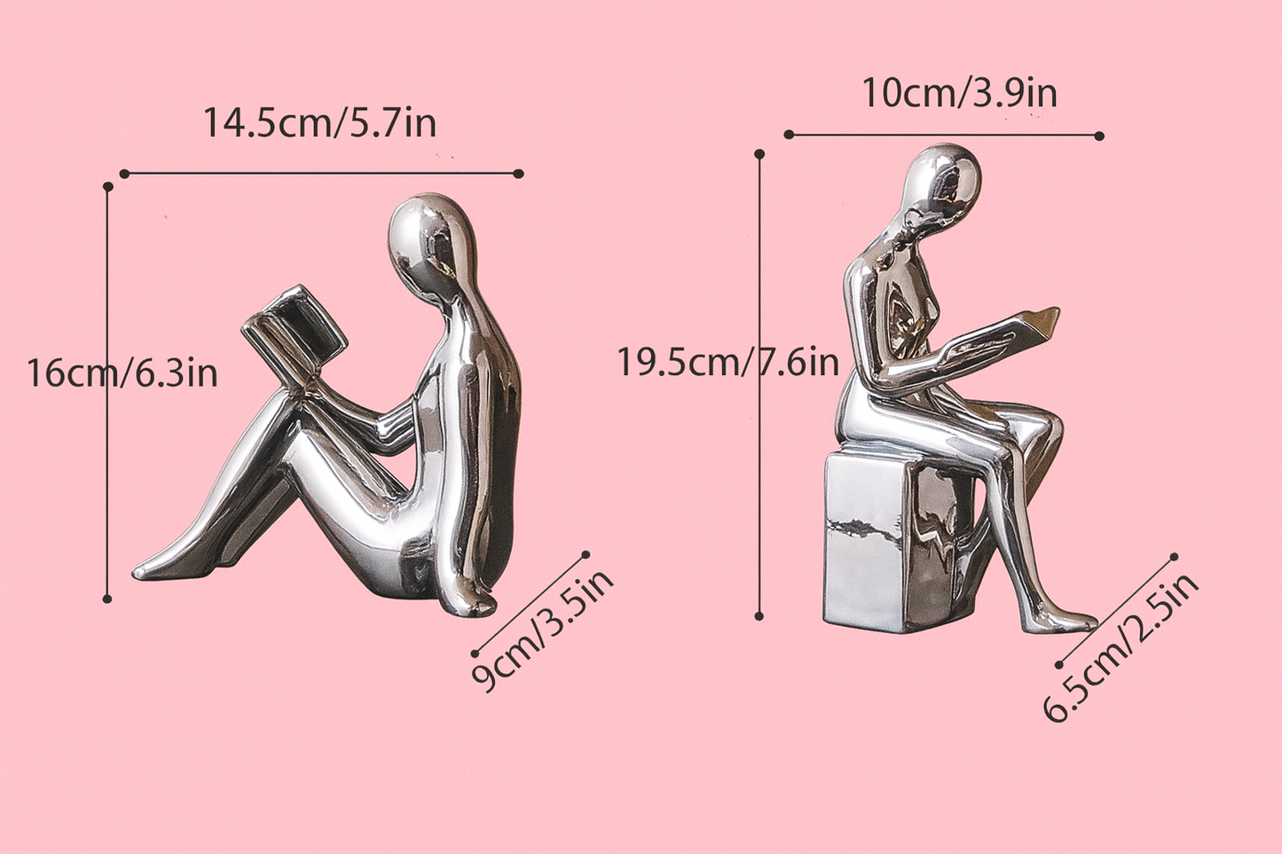 Serre-Livres Fille Moderne en Céramique – Sculpture Décorative (Set 2 pièces)